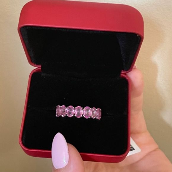 ❌Sterling Silver Pink Crystal Ring - Picture 1 of 14